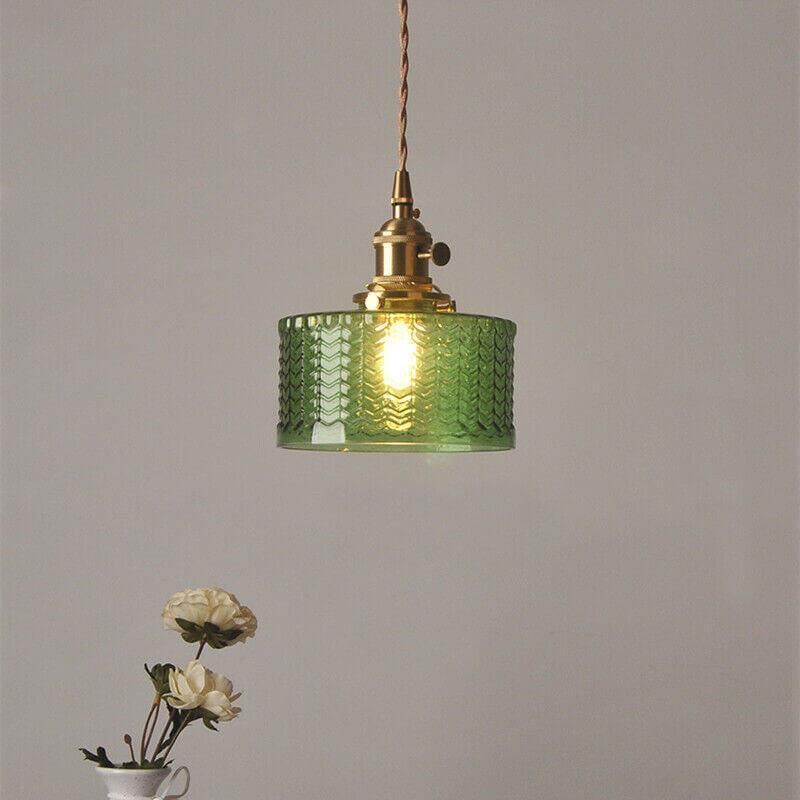 Retro Cylinder Glass Pendant Light