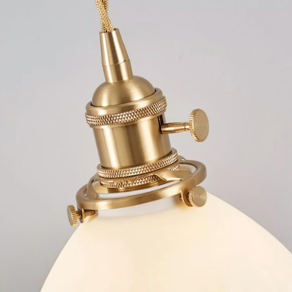 brass pleated ceramic pendant lamp