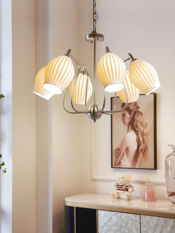ceramic ribbed chandelier