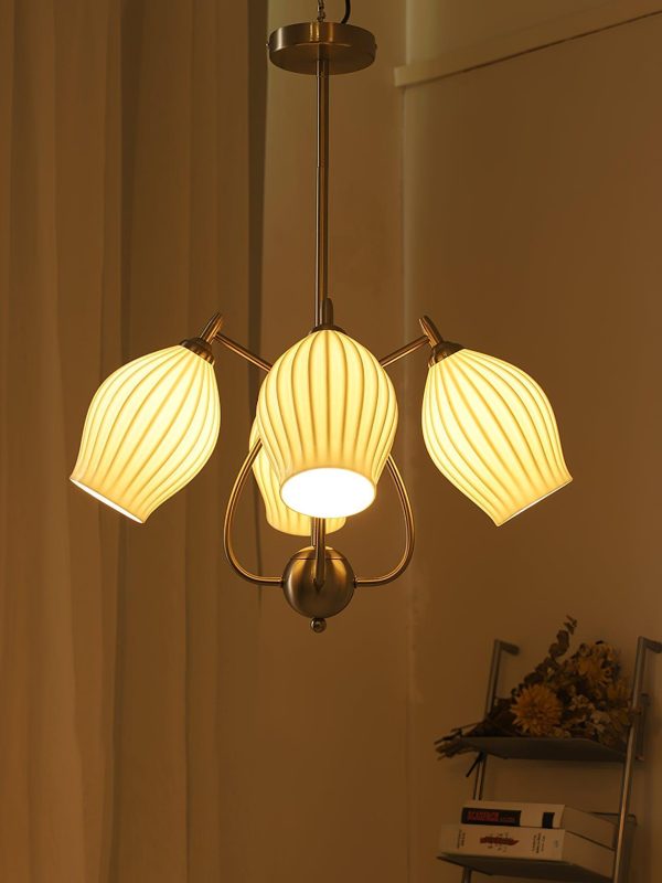 ceramic ribbed chandelier