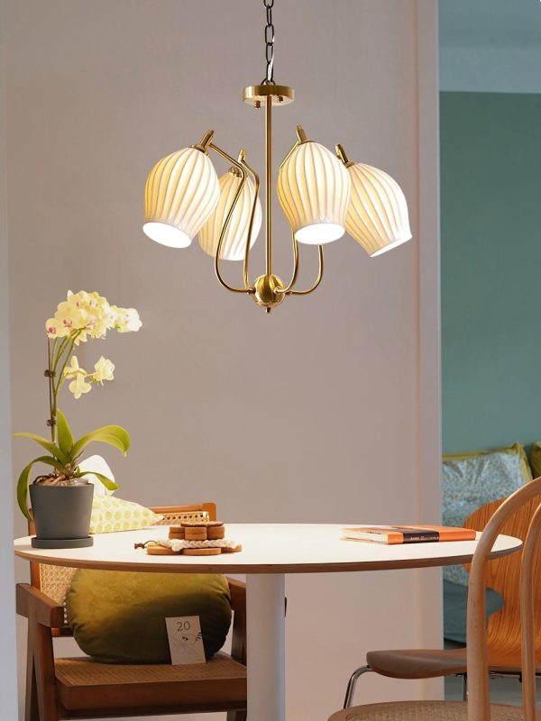 ceramic ribbed chandelier