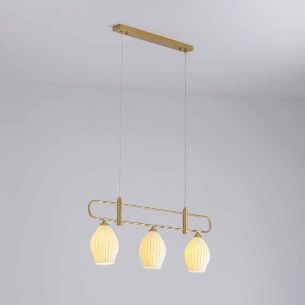 ceramic ribbed linear pendant light