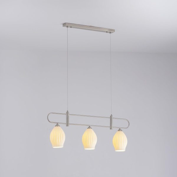 ceramic ribbed linear pendant light