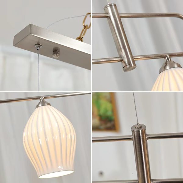 ceramic ribbed linear pendant light