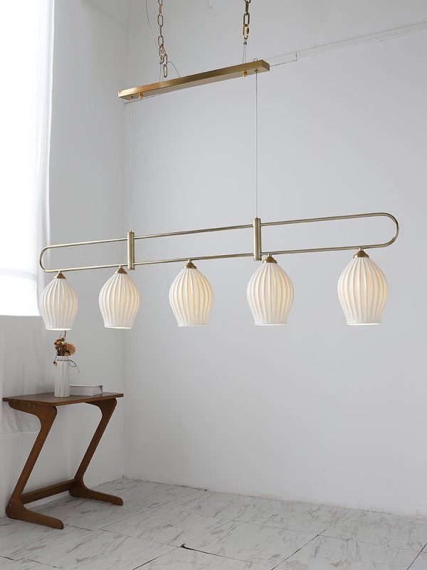 ceramic ribbed linear pendant light