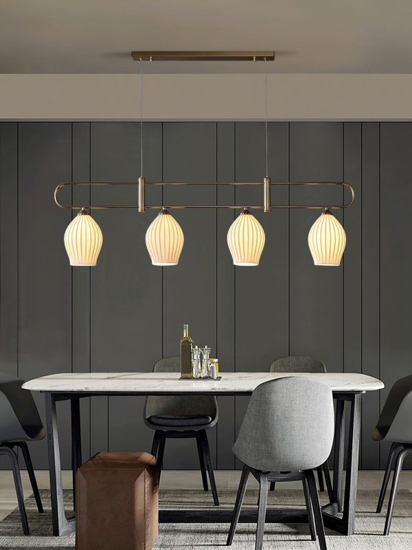 ceramic ribbed linear pendant light