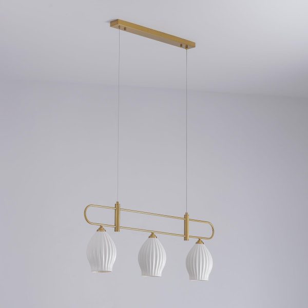 ceramic ribbed linear pendant light