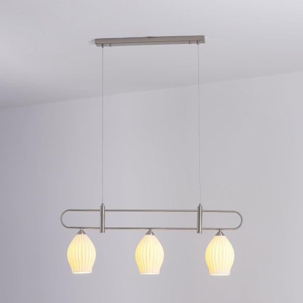 ceramic ribbed linear pendant light