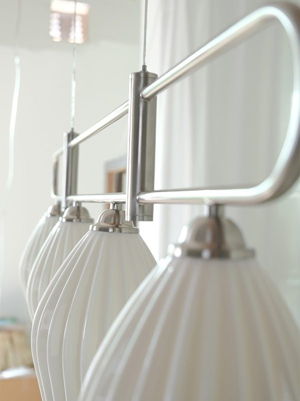 ceramic ribbed linear pendant light