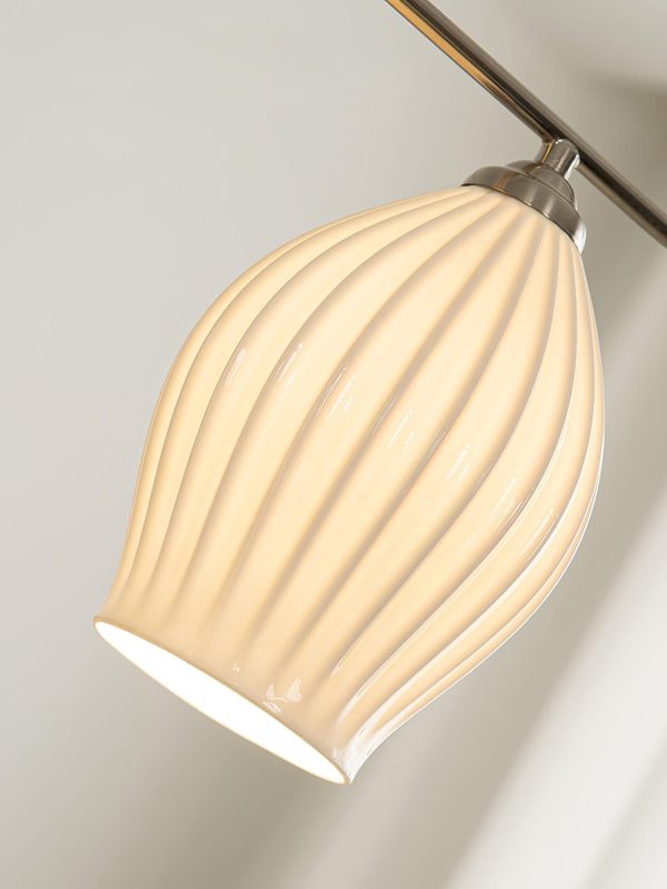 ceramic ribbed linear pendant light