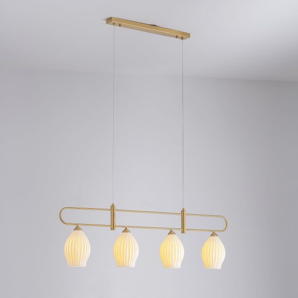 ceramic ribbed linear pendant light