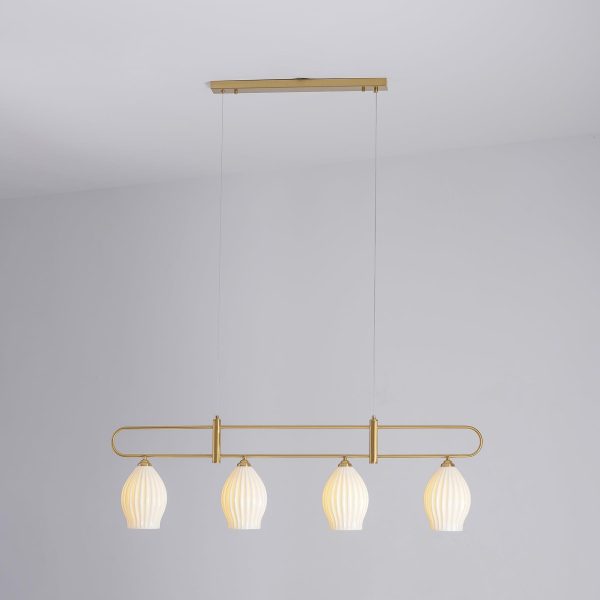 ceramic ribbed linear pendant light