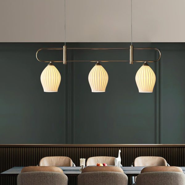 ceramic ribbed linear pendant light