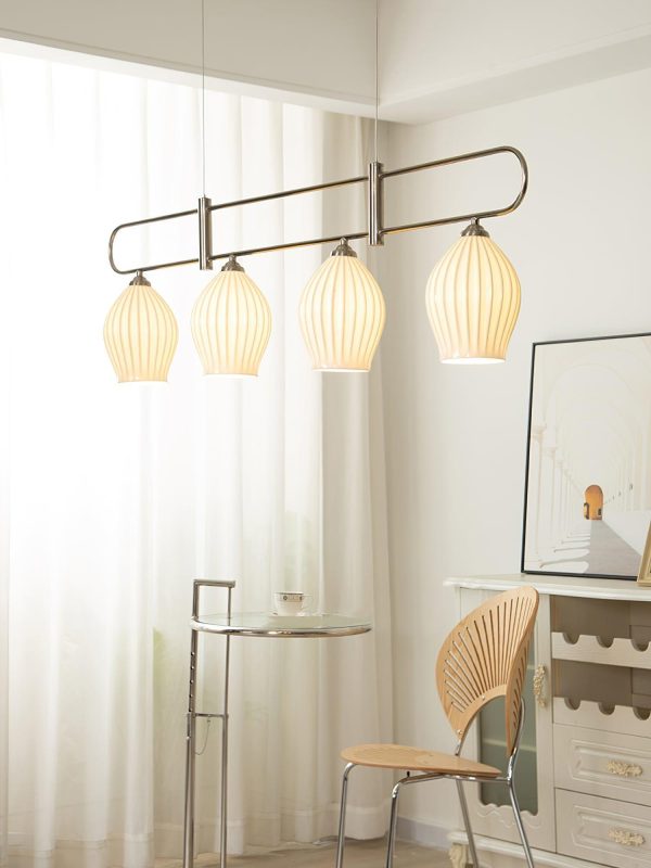 ceramic ribbed linear pendant light