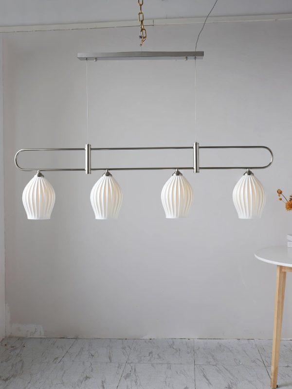 ceramic ribbed linear pendant light