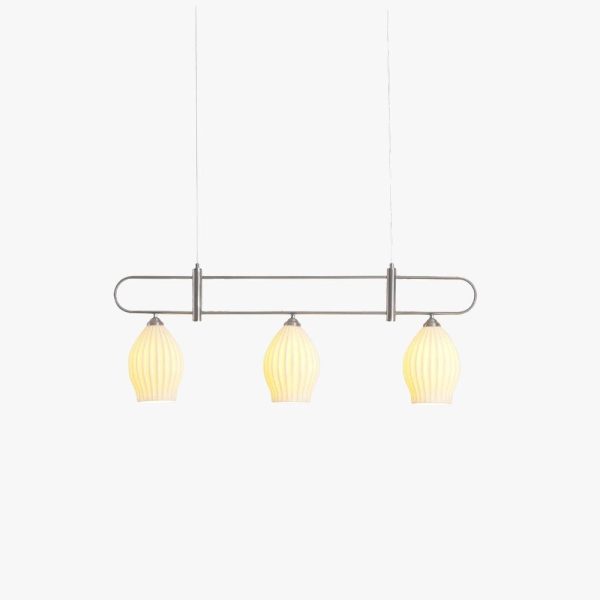 ceramic ribbed linear pendant light