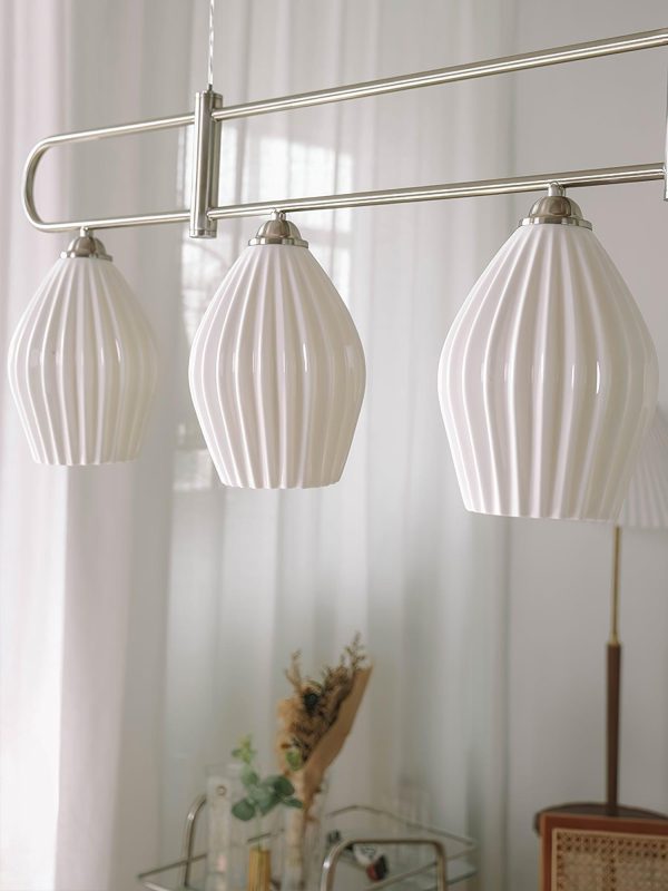 ceramic ribbed linear pendant light