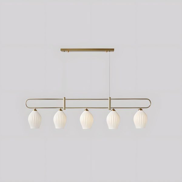 ceramic ribbed linear pendant light
