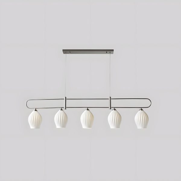 ceramic ribbed linear pendant light