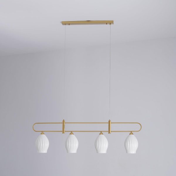 ceramic ribbed linear pendant light