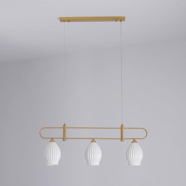 ceramic ribbed linear pendant light