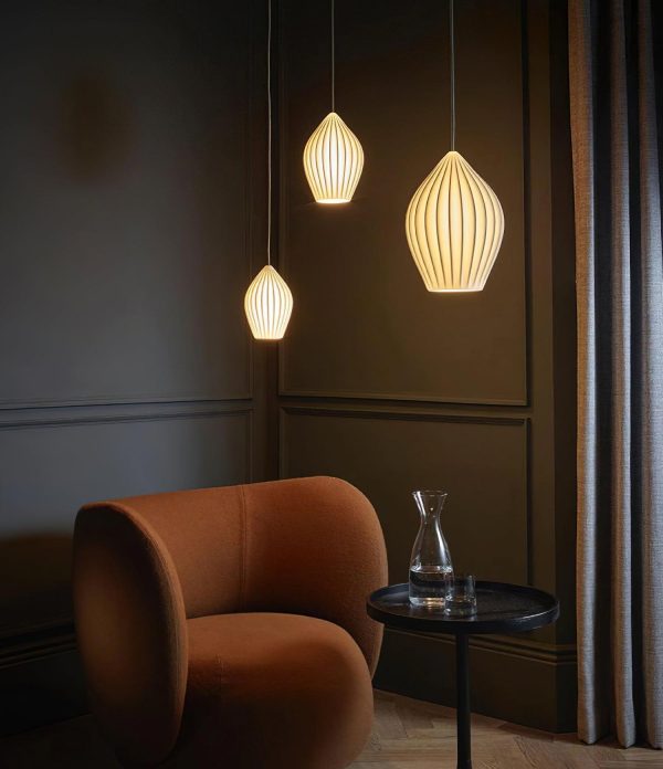 ceramic ribbed pendant light