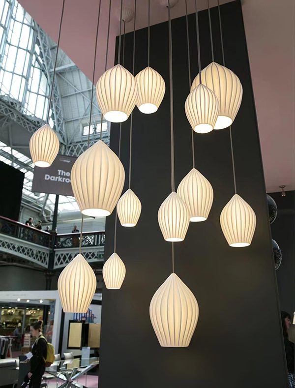 ceramic ribbed pendant light