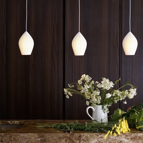 ceramic ribbed pendant light