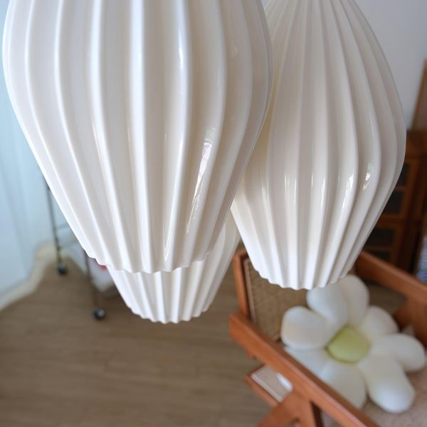 ceramic ribbed pendant light