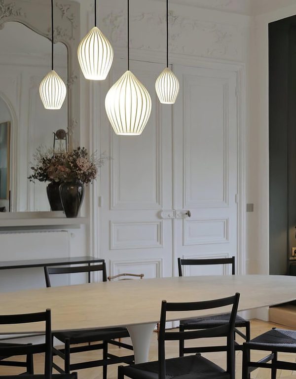 ceramic ribbed pendant light