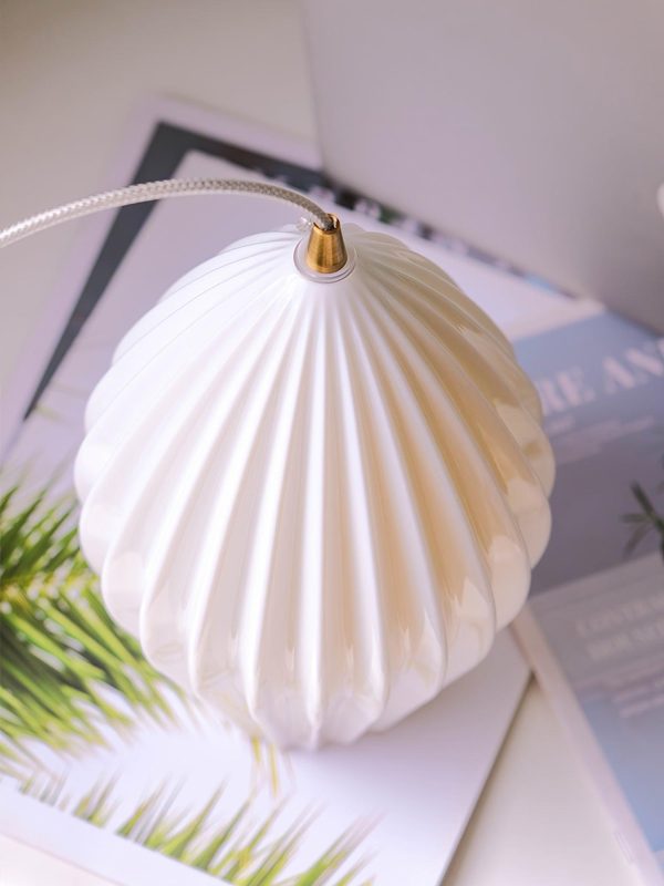 ceramic ribbed pendant light