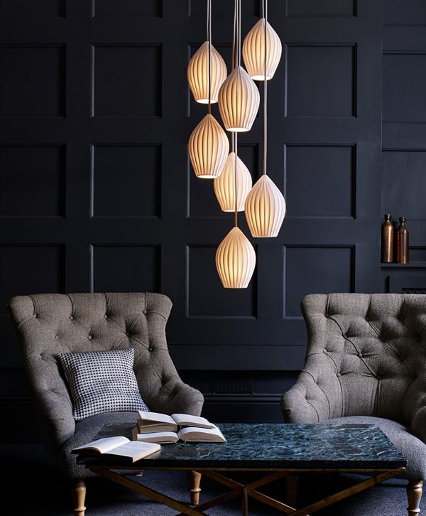 ceramic ribbed pendant light