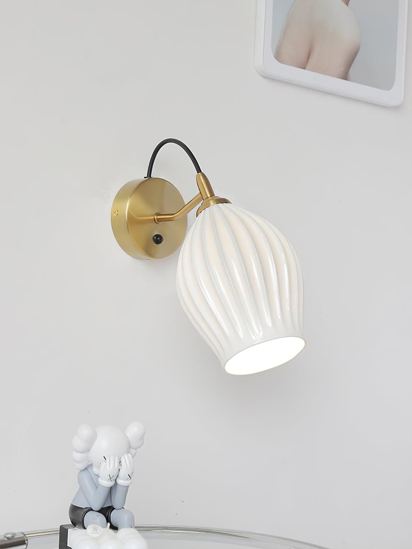 ceramic ribbed wall light