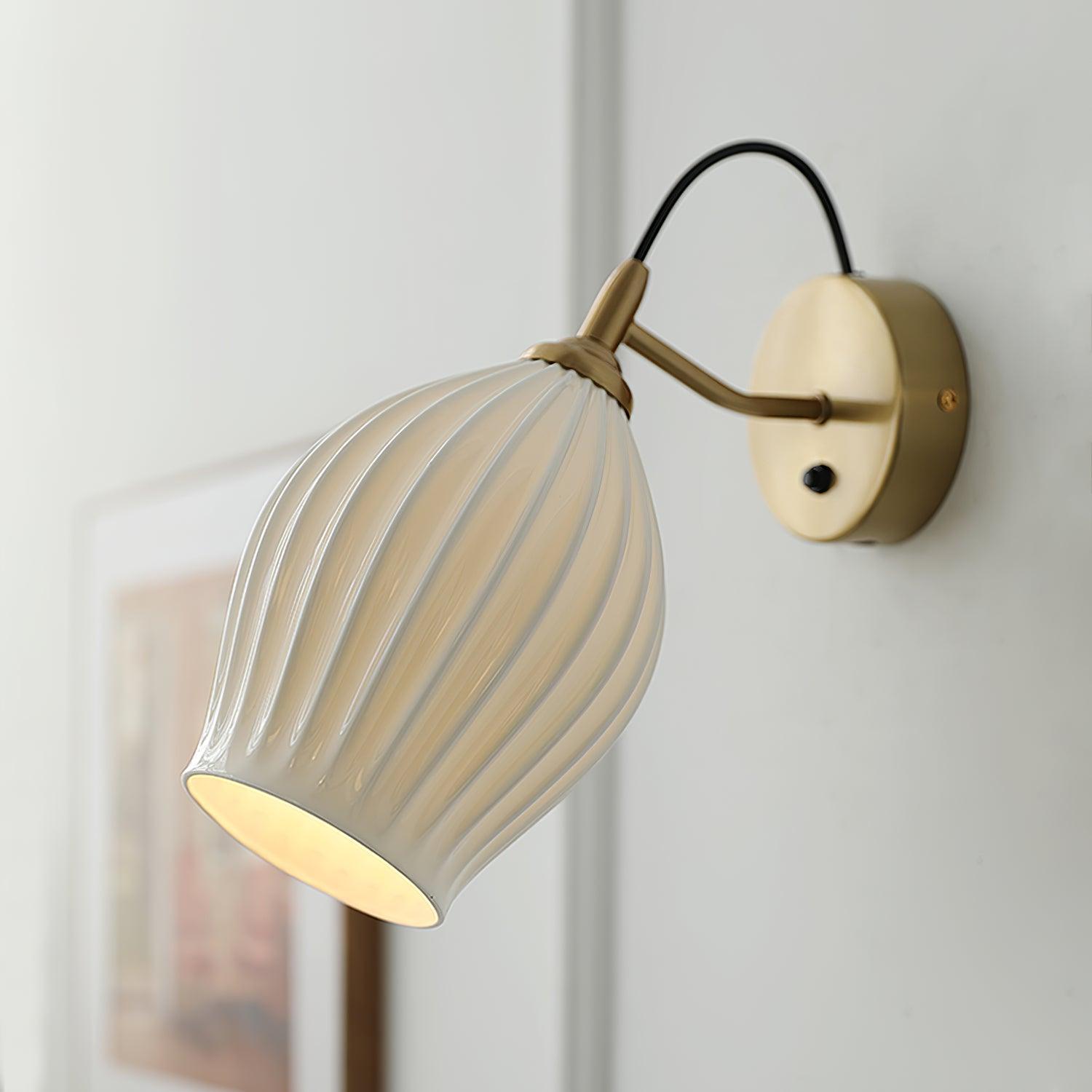 ceramic ribbed wall light