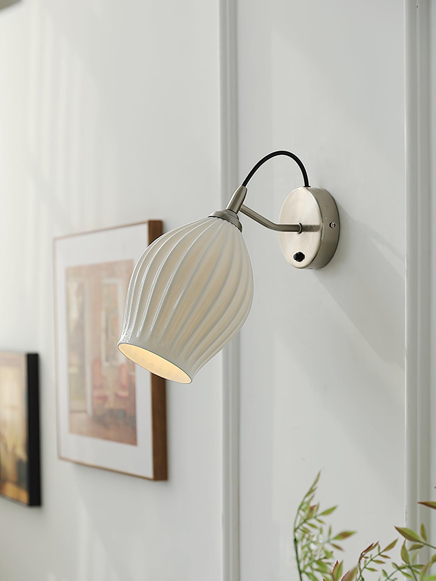 ceramic ribbed wall light