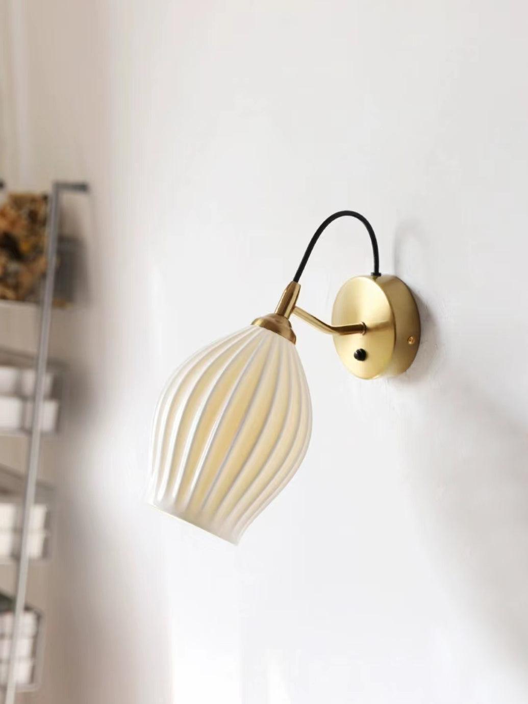 ceramic ribbed wall light