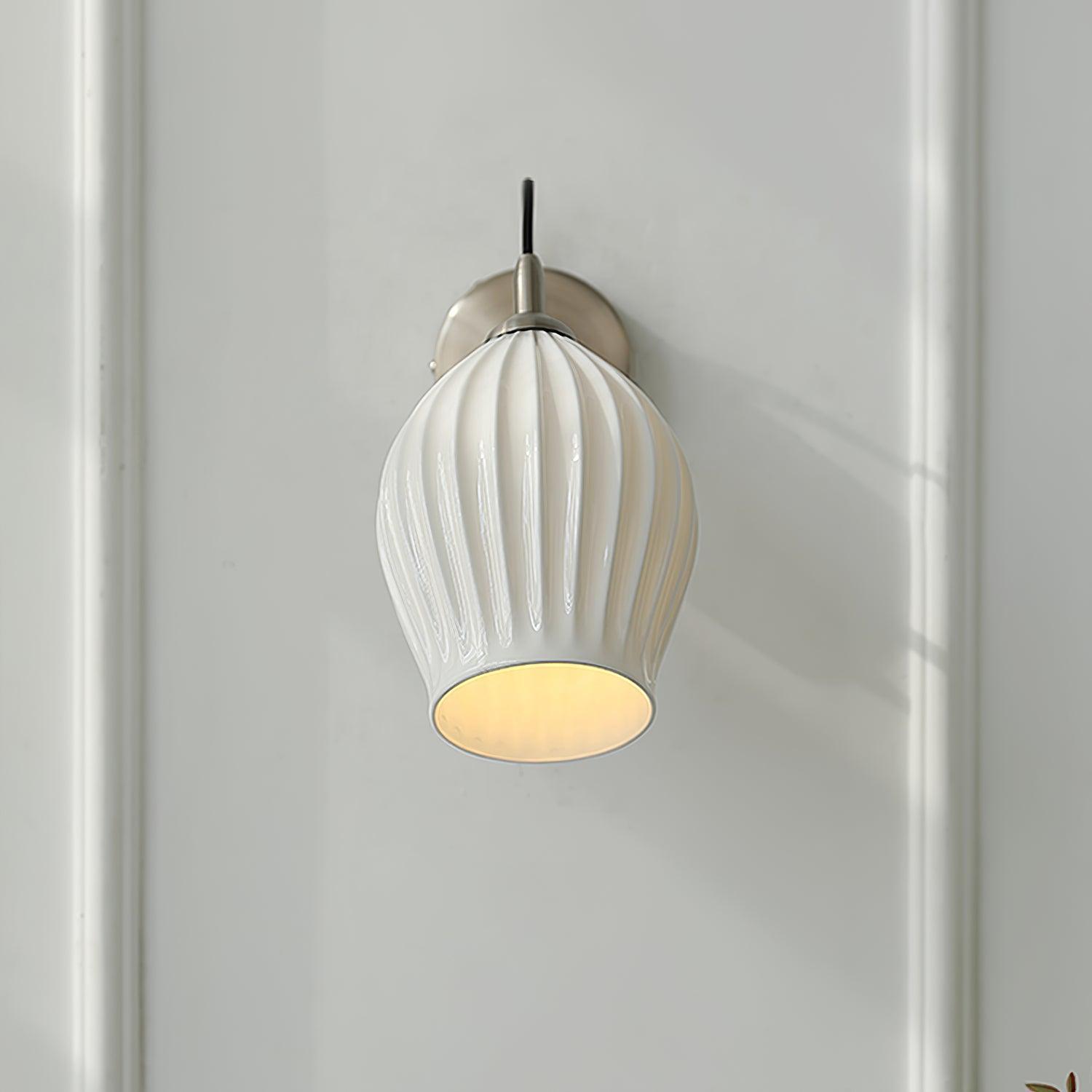 ceramic ribbed wall light