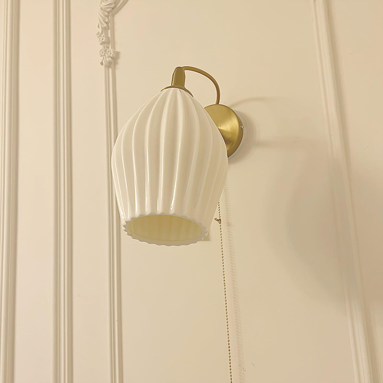 ceramic ribbed wall light