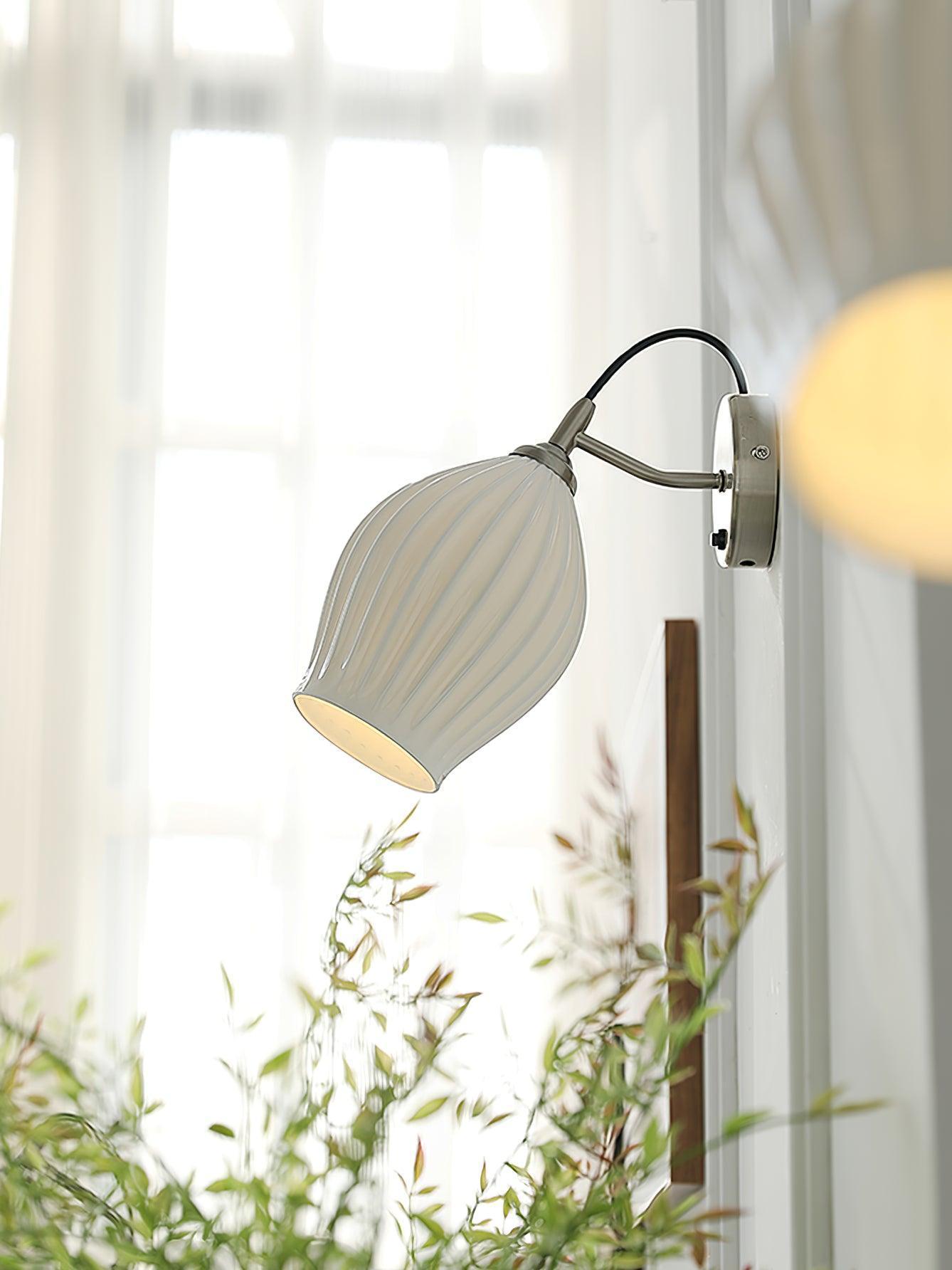ceramic ribbed wall light