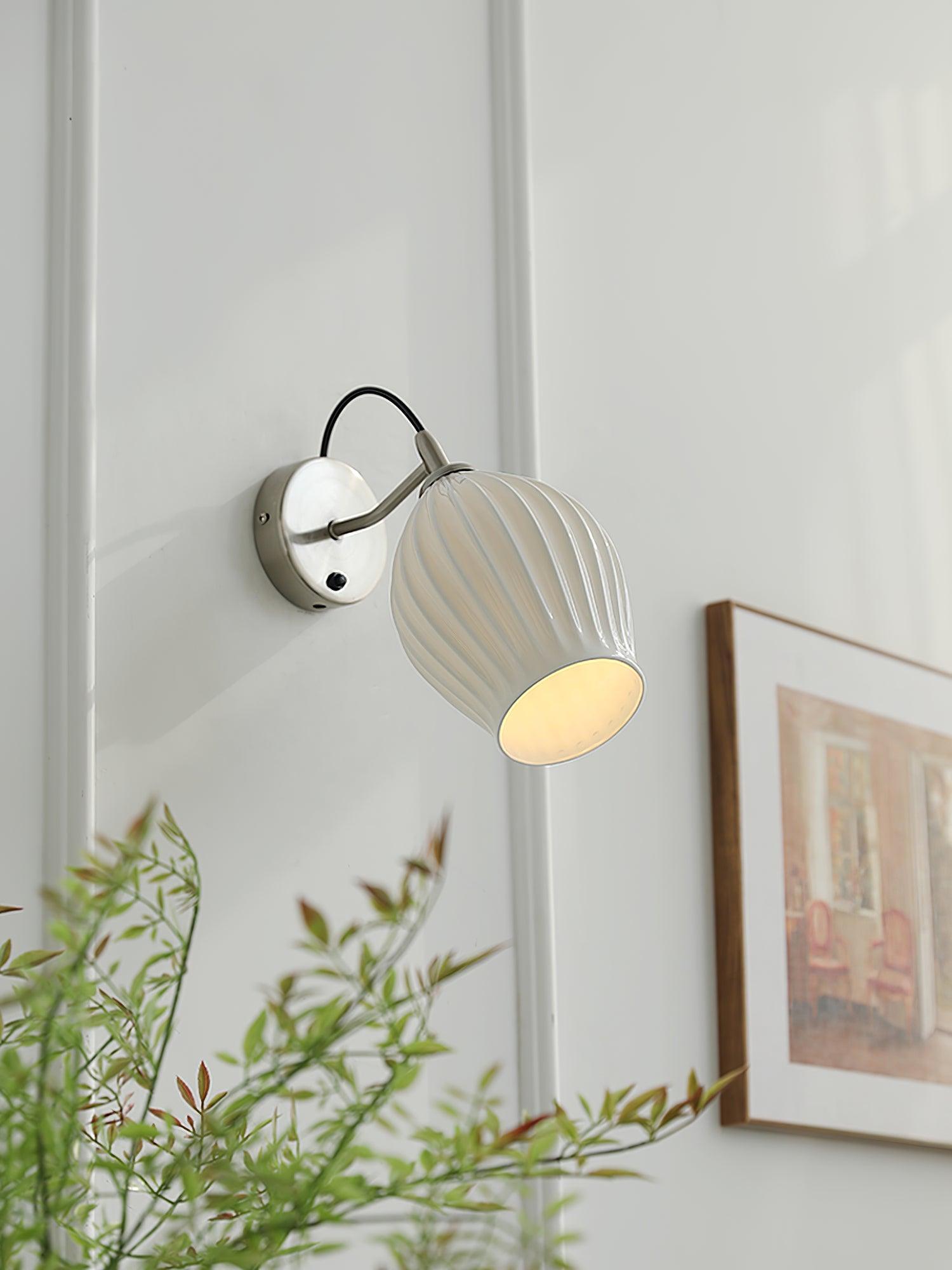 ceramic ribbed wall light