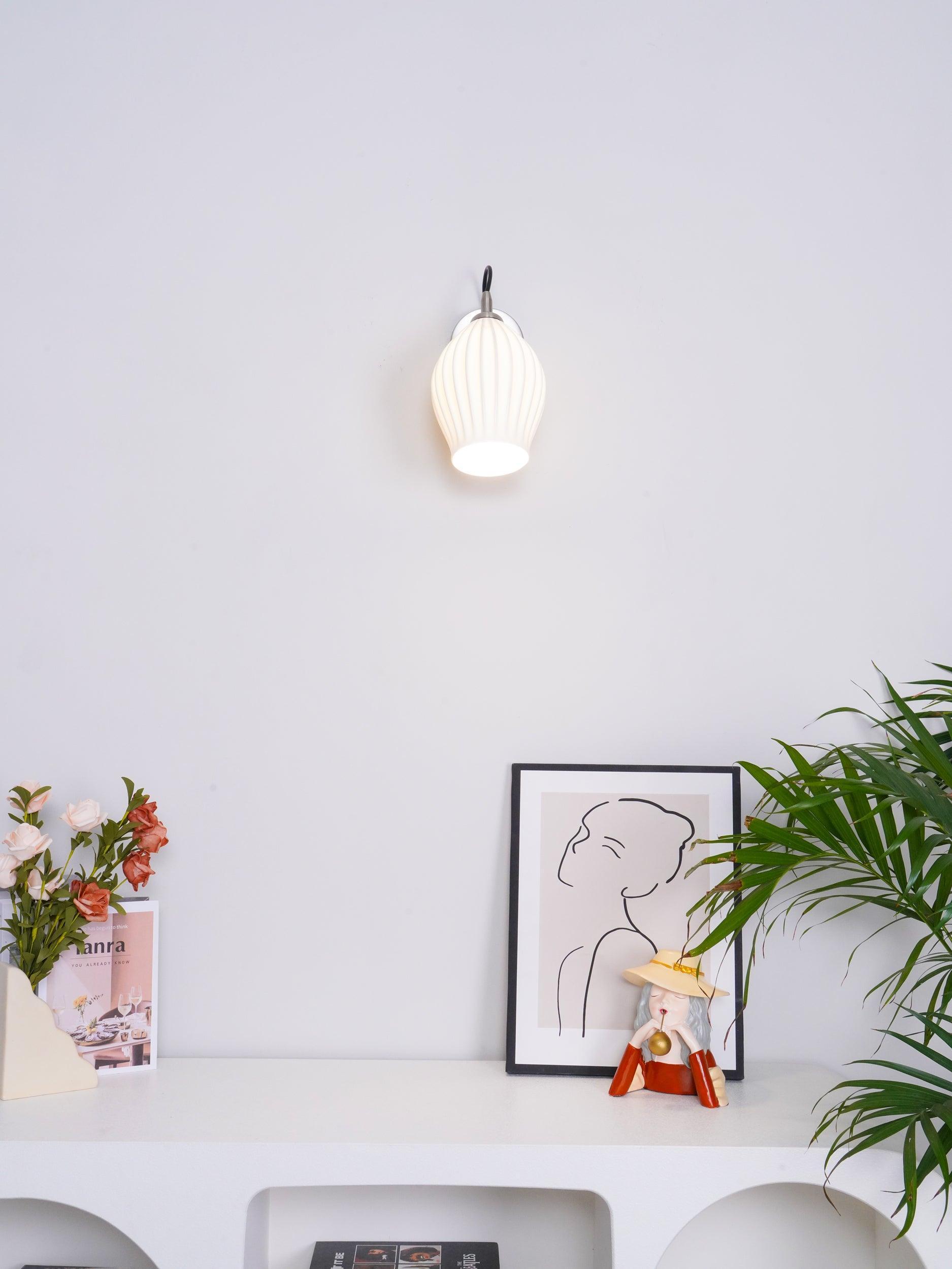 ceramic ribbed wall light