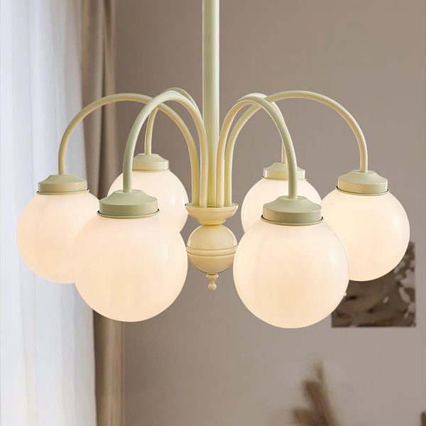 glass sphere cream chandelier