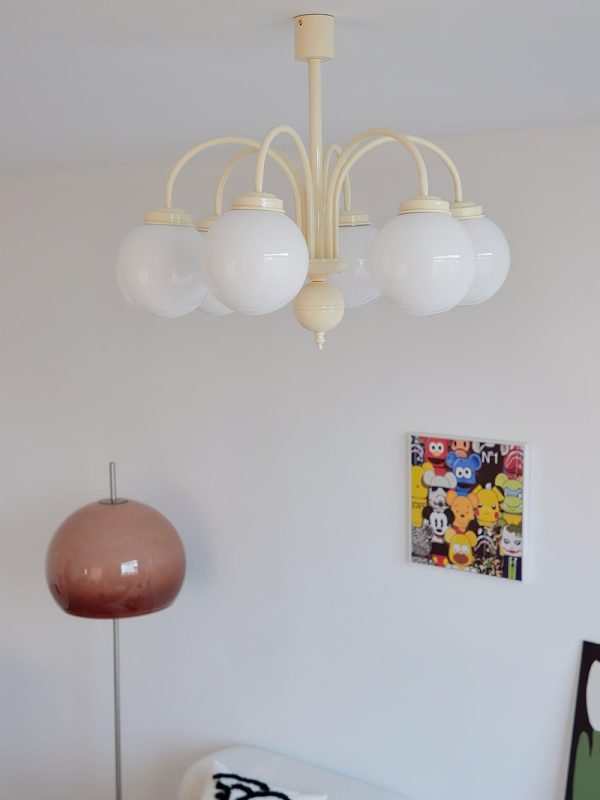 glass sphere cream chandelier