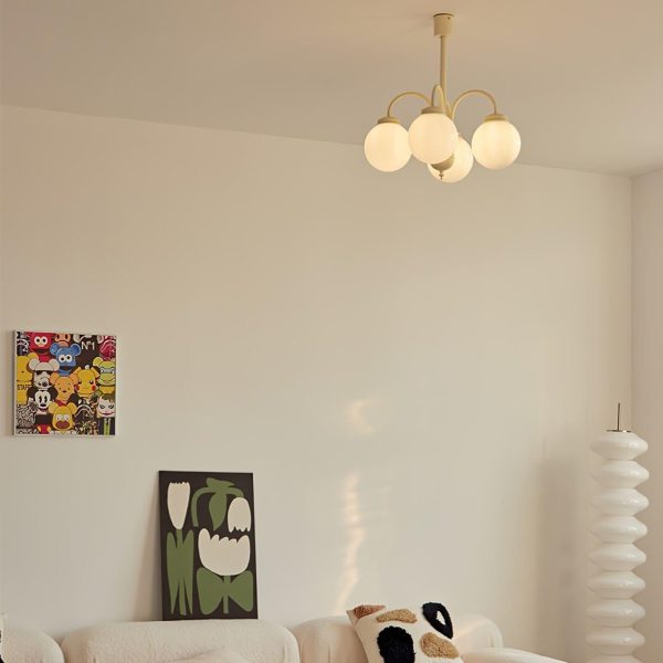 glass sphere cream chandelier