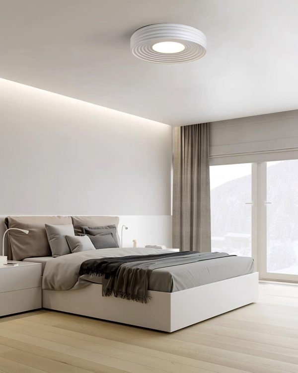 cream ribbed ceiling light