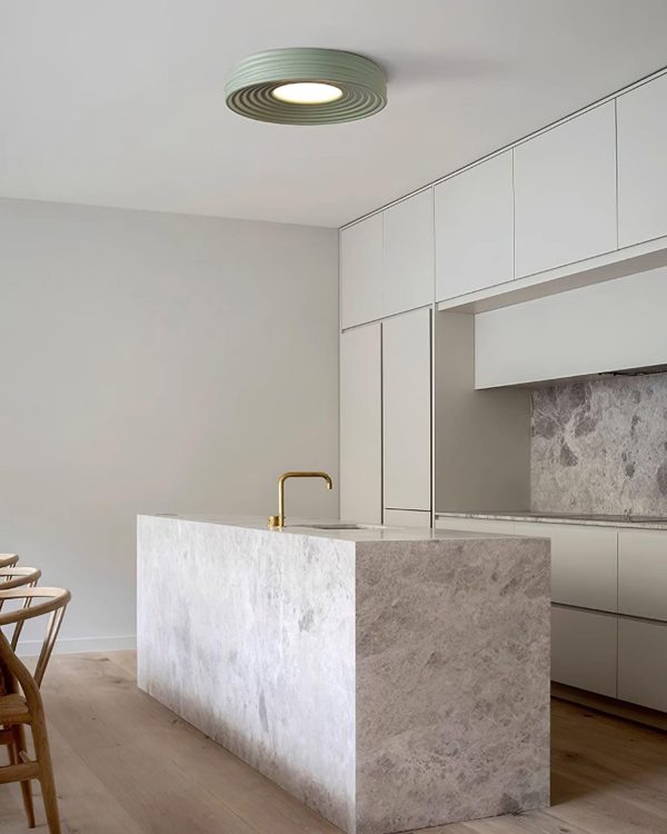 cream ribbed ceiling light