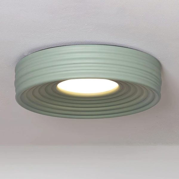 cream ribbed ceiling light