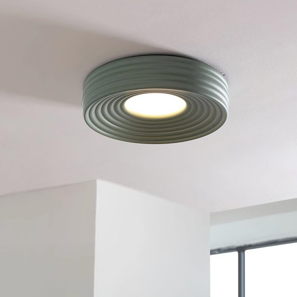 cream ribbed ceiling light