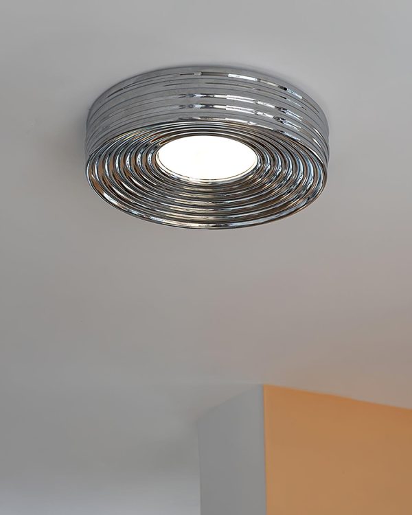 cream ribbed ceiling light