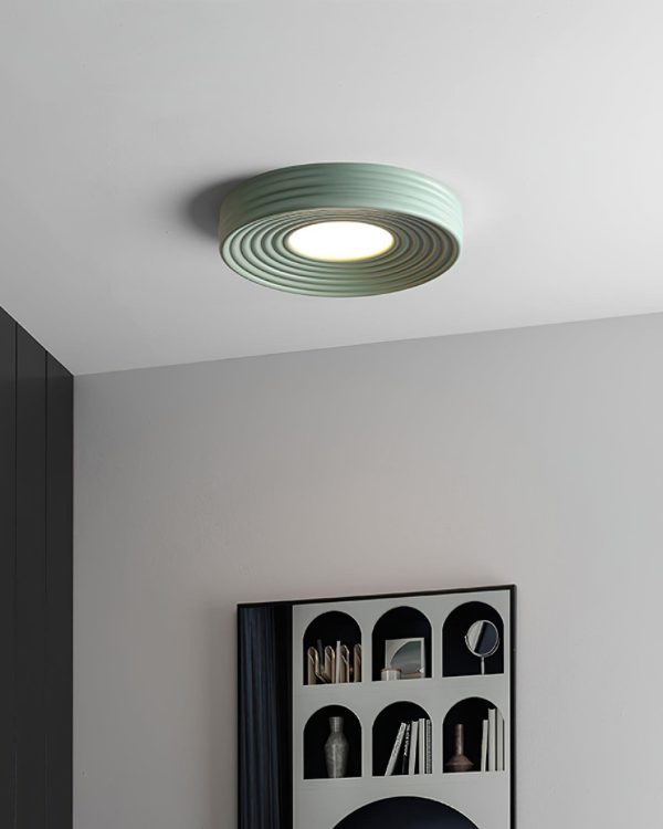 cream ribbed ceiling light